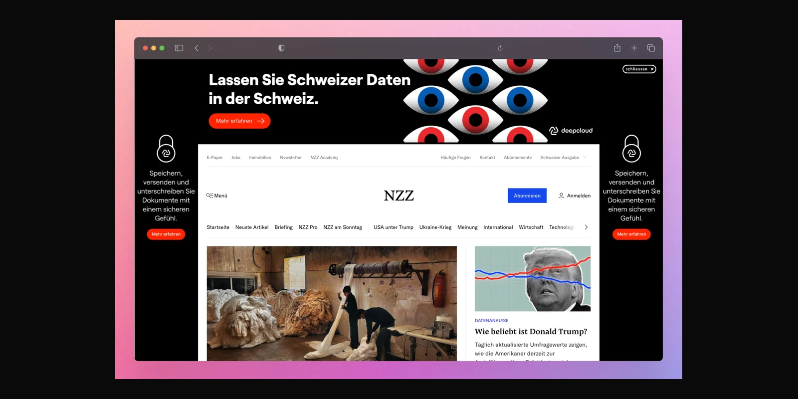 DeepCloud digital sovereignty NZZ campaign — Brand strategy by Andrea Bogoni